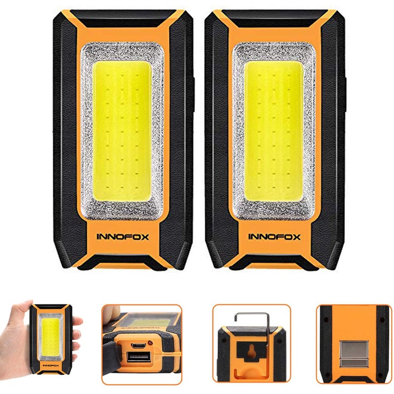 innofox 2-Pack LED Rechargeable Magnetic Work Light 1500 Lumens, Hanging Hook with 3 Modes, LED Work Light for Car Repair, Camping, and Hurricane Use - Image 1